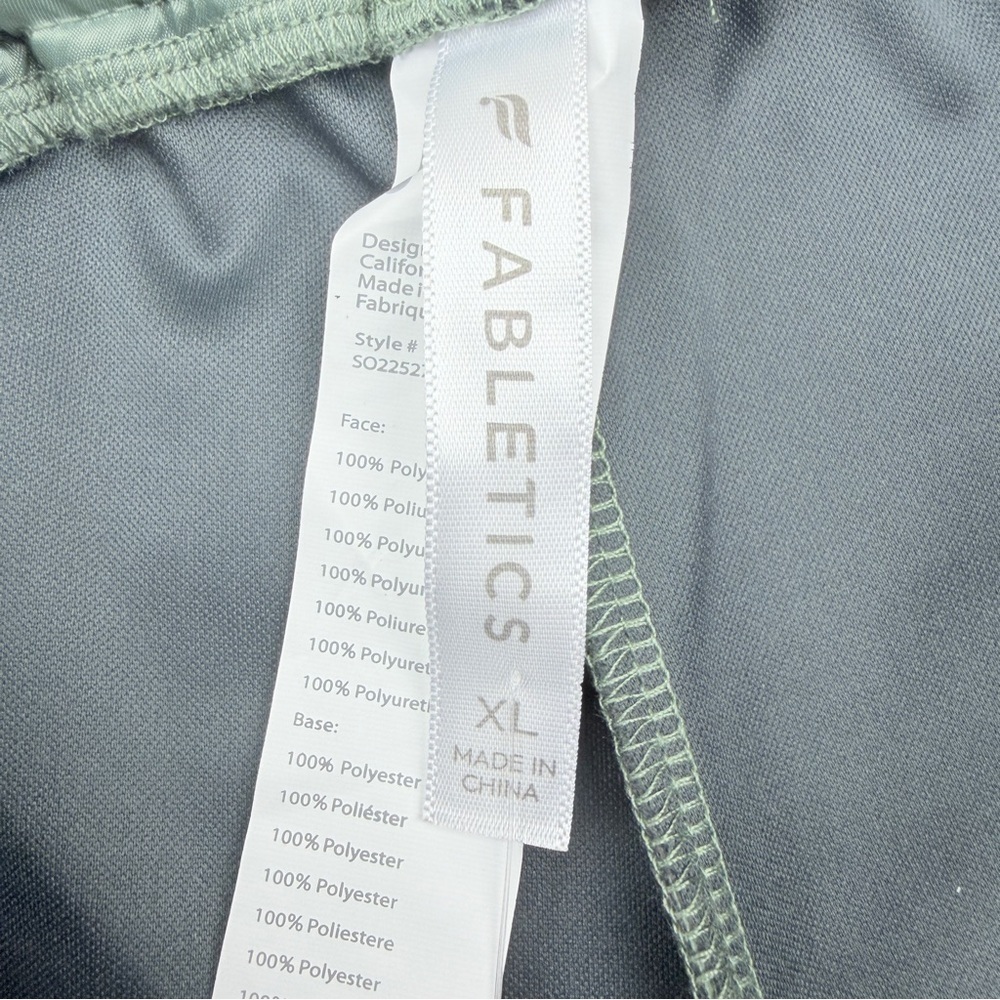 Fabletics Vegan Leather Women's High Waist Smoke Green Shorts - Picture 9 of 11